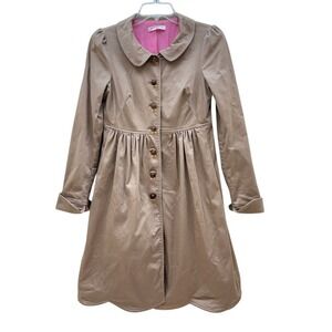 VTG‎ Betsey Johnson Jacket Beige Khaki Coat Fit Flare Womens Sz 4 Coquette Girl